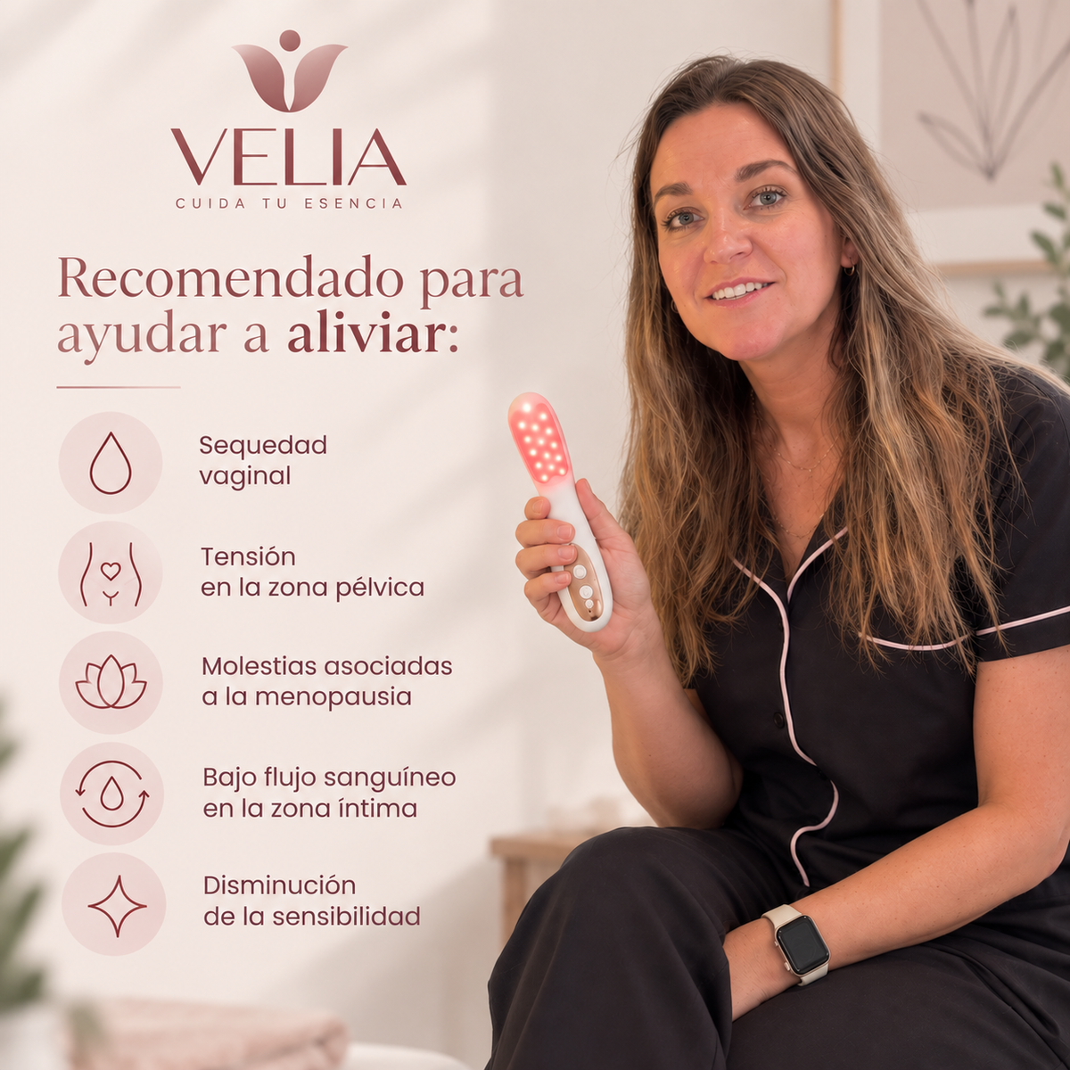 Dispositivo de Cuidado Intimo | Fisioterapia de calor, luz roja y vibración suave